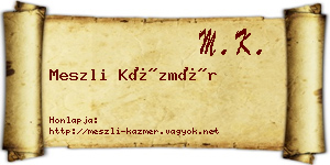 Meszli Kázmér névjegykártya